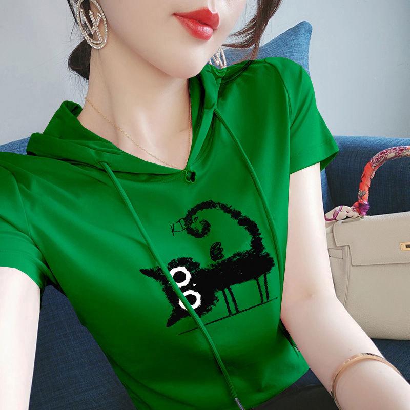 

Женский хлопковый свитшот с капюшоном в этническом стиле: Летний, с коротким рукавом, повседневный, свободного кроя L [For 100-110 lbs]