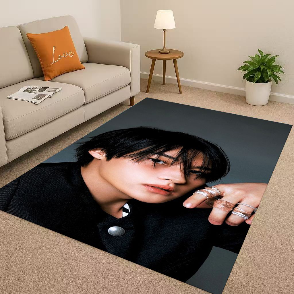 3D Kpop Bang Chan,lee Know Star Living Room Non-Slip Area Rug Carpet for Bedroom Playroom Sofa,Easy Clean Home Decor Doormat