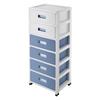 6 Drawer Chest Storage Cabinets Office Drawer Plastic Stacking 6-Drawer Storage Organizer for Office Home White & Blue