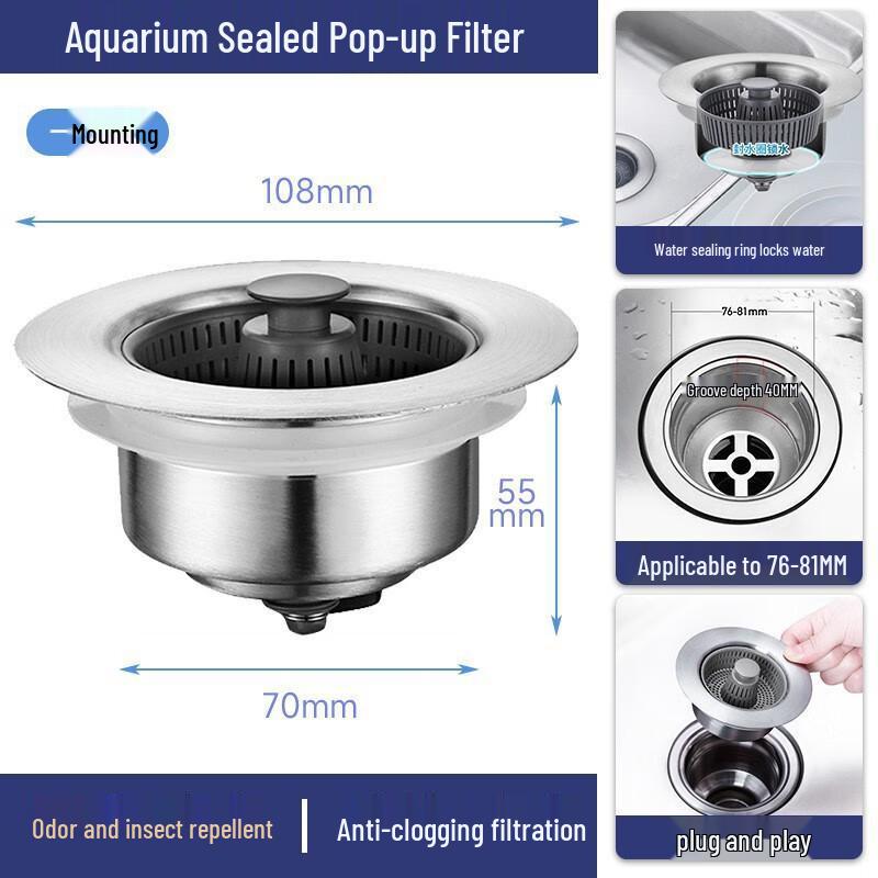 MDNG Edelstahl Küchenspüle Sieb Abflussstopfen