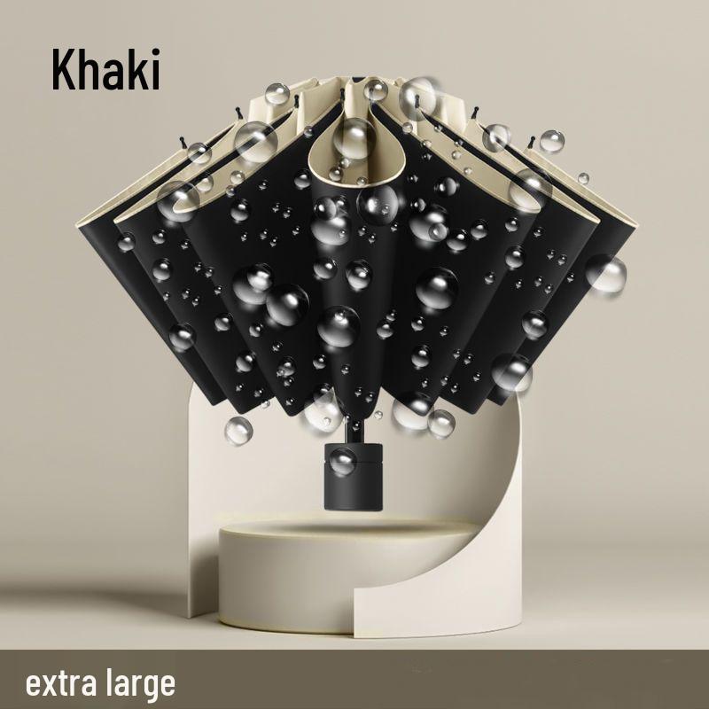 12-Rib Manual Reverse Folding Umbrella: Sturdy, Windproof, Black Glue Sunscreen, Car Use Umbrella for Men 130