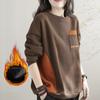 Women's Sweatshirt with Thick Plush Middle-aged Mother's Loose Oversized Fashionable Round Neck Top