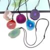 Natural Agate Sheet Rough Stone Pendant Irregular Agate Rough Stone Necklace Pendant Colored Natural Stone Sweater Chain