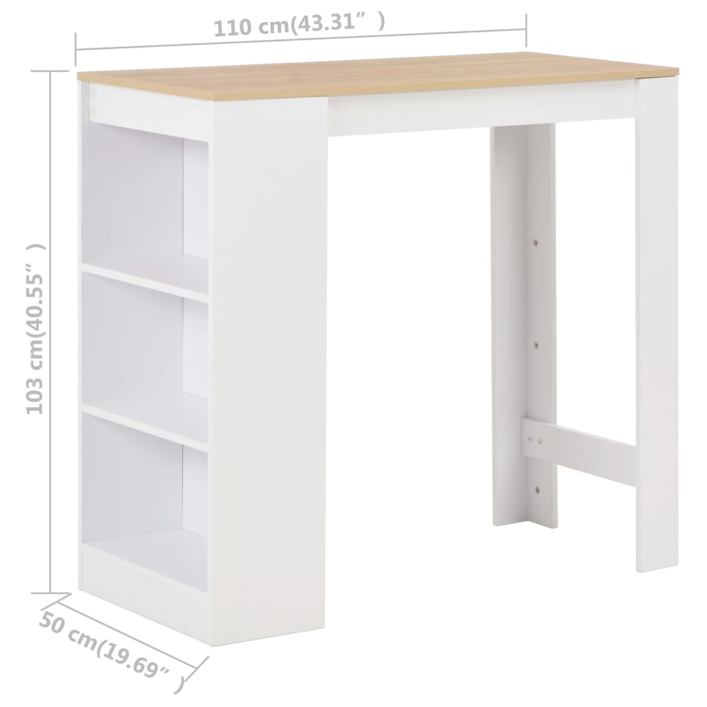 Standing Table with Shelf White 110 x 50 x 103 cm