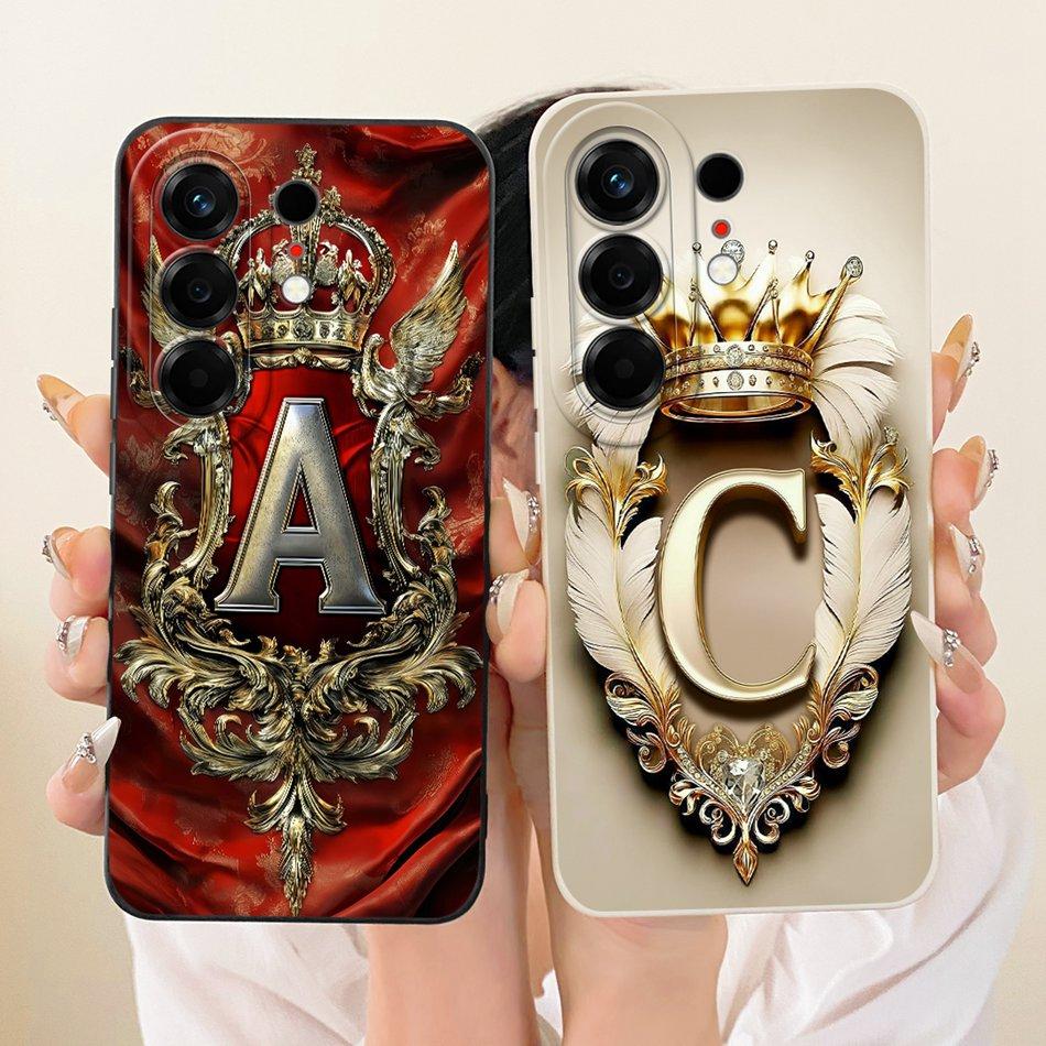 For Tecno Camon 50 4G 2026 Feather Crown Initial Letter Phone Case For Tecno Camon50 4G CN5 Soft Silicone Covers Bumpers