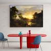 Pastorial Oil Painting, Canvas, Painting, Landscape Posters and Prints, Photographs with Mountain Rivers, Living Room Decor