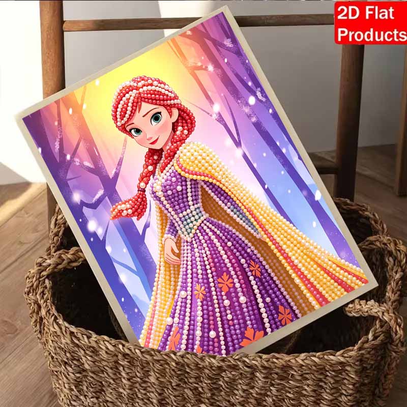 Disney Pearl Painting Princess Anna DIY Pearl Art Pearl Painting Kit Pearl Art Painting Wall Suitable for Home Office Decoration Handmade Gifts