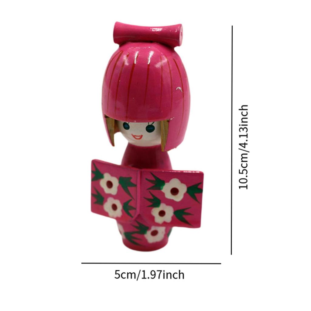 Wooden Kimono Doll Miniature Figurine Ornament 4.13inch Wood Kokeshi Doll Asian