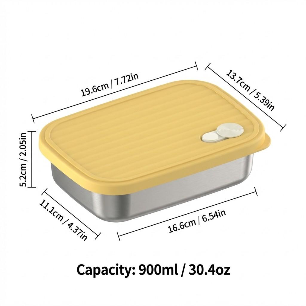 Large Capacity Food Storage Container 304 Stainless Steel Lunch Box Refrigerator Sealed Fruit Vegetable Fresh-keeping Box