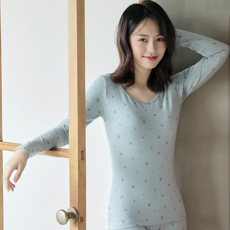 Damen Baumwoll-Lycra Herbst Basisschicht Set: Warmes Dünnes Hemd & Lange Unterhosen