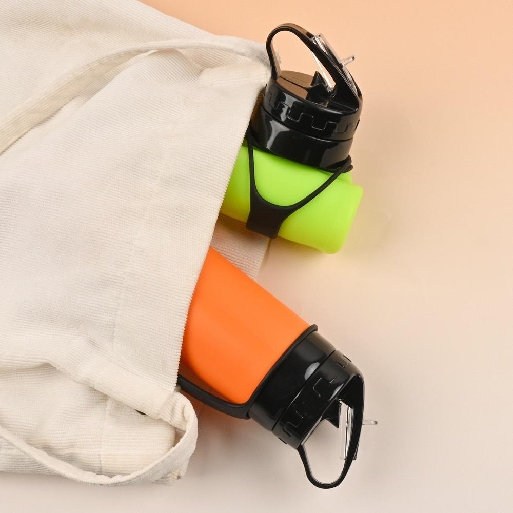 600ML, Foldable Silicone Water Bottle, Portable Sports Water Bottle, Suitable for Hiking, Camping, Lightweight and Foldable Desi
