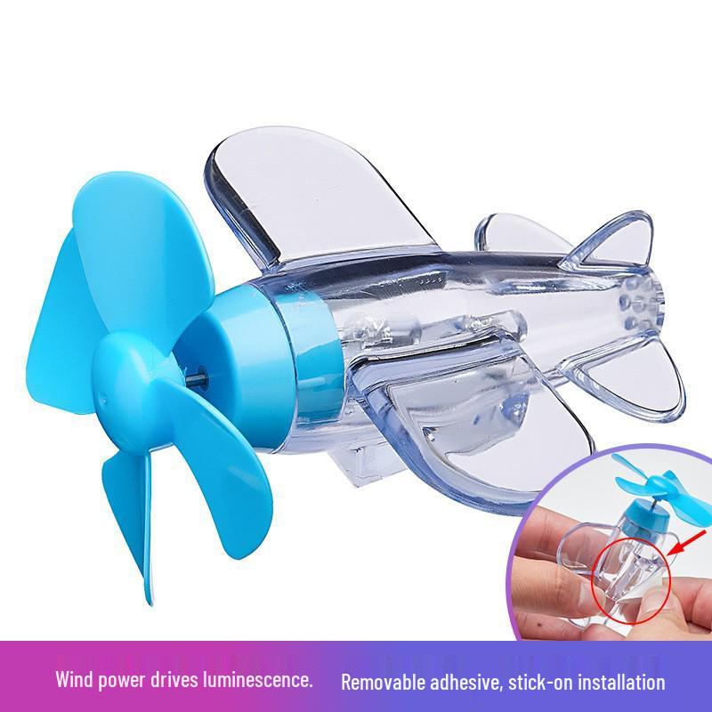 Colorful LED Light Wind-Powered Airplane Ornament for Cars and Motorcycles