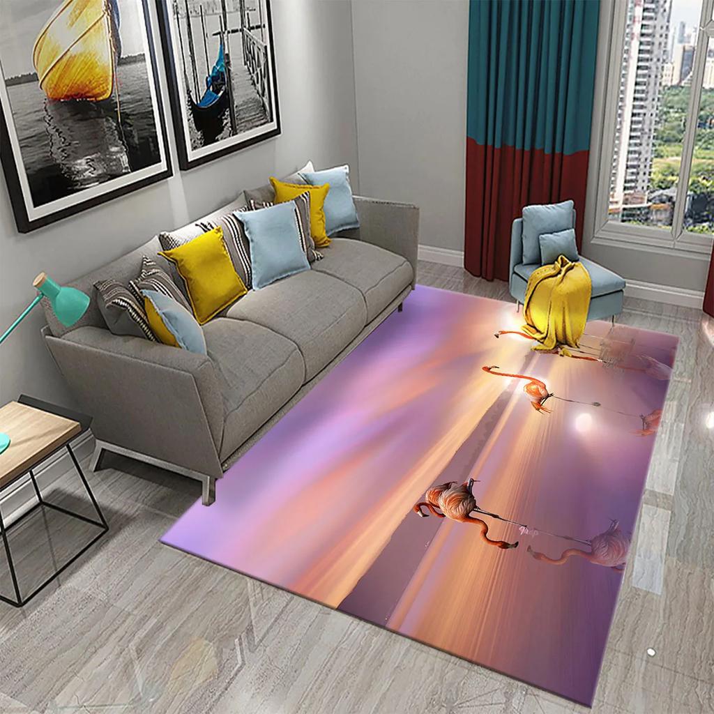 Cute Flamingo Carpet Romantic Animal Rugs Bedroom Living Room Decor Mat Doormat Soft Kitchen Non-slip Hallway Floor Area Rugs