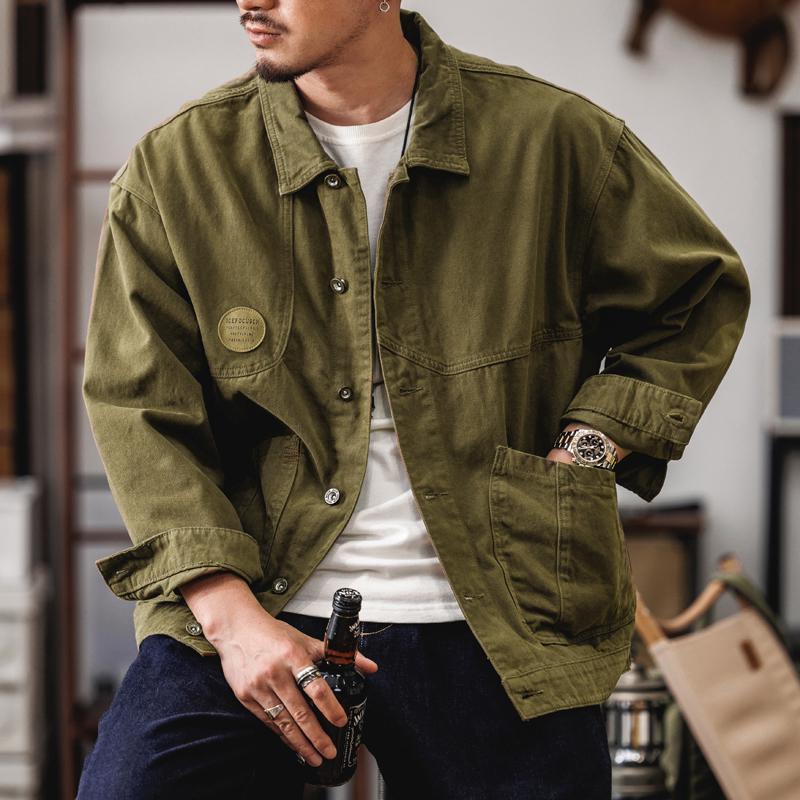 

Мужская ретро джинсовая охотничья куртка – Весна/Осень Модная повседневная рабочая одежда M (100-120 jin)