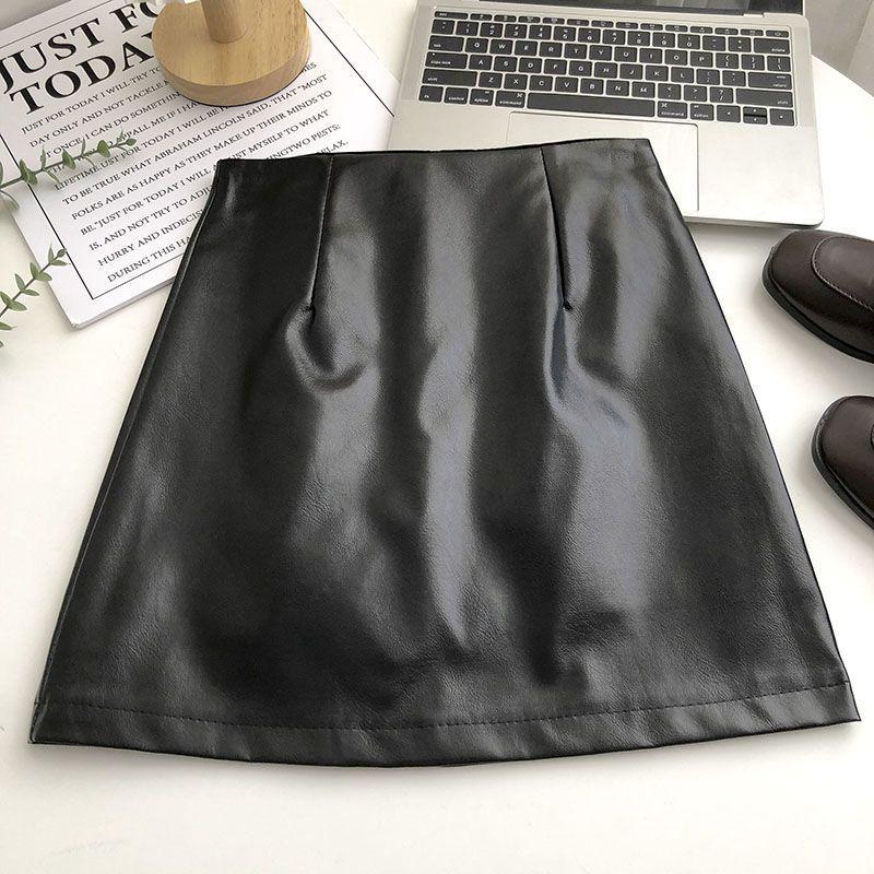Silver High-Waist Leather Mini Skirt: Anti-Exposure, Korean Style, Versatile for Spring/Autumn, 2025 Women's Fashion