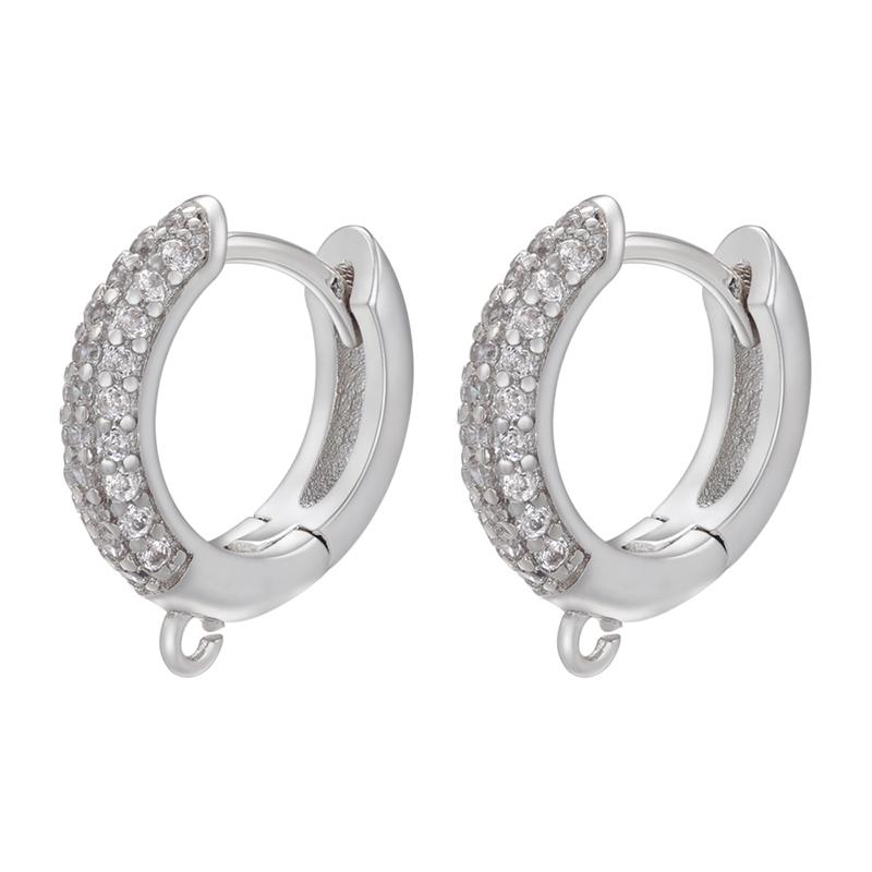 ZHUKOU Hoop Earrings Hooks for Earring Making Supplies Cubic Zircon Earrings Clasp Hooks for Handmade Earrings VE700