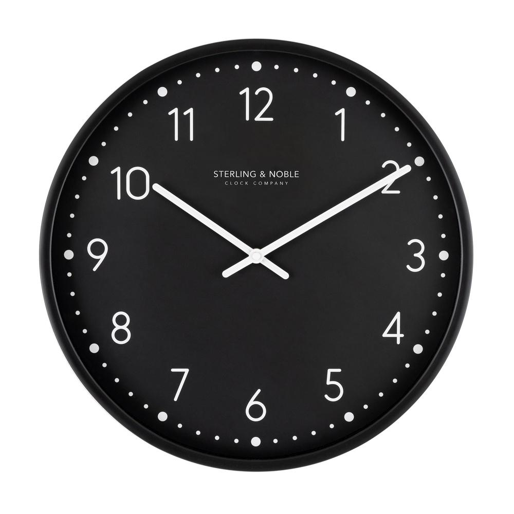 

15.5 Inch Black Round Indoor Quiet Analog Wall Clock Modern Decorative Glass Lens Minimalist Design Easy to Hang Home Office United States