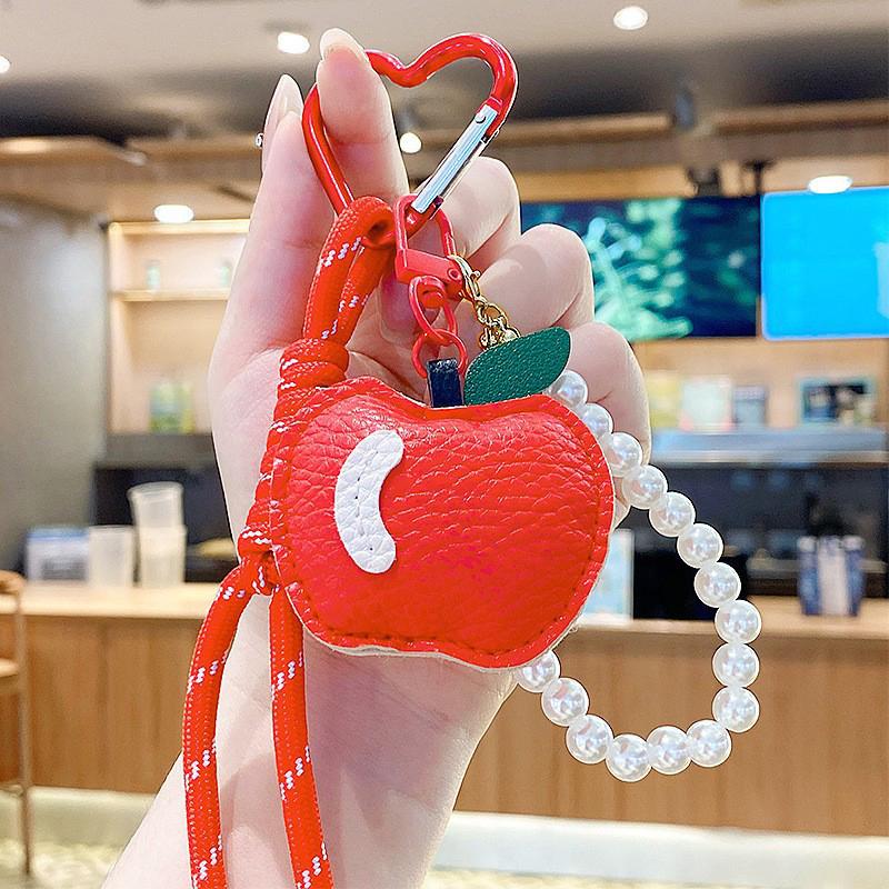

Yogodlns Faux Leather Small Apple Cute Mini Backpack Hanging Handbag Pendant Bag Pendant Bags Accessories one size красный