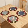4pcs/set Printing Christmas Round Wave Placemat Anti-slip Heat-resistant Table Mat Banquet Christmas Decoration Tablecloth