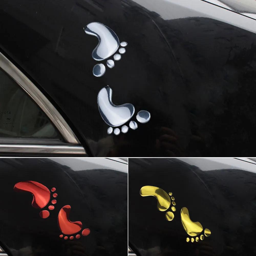 

2Pcs Universal Footprint Styling 3D Fashion Car Sticker Car PVC Chromed Badge Emblem Decal Auto Decoration Stickers Accessories красный