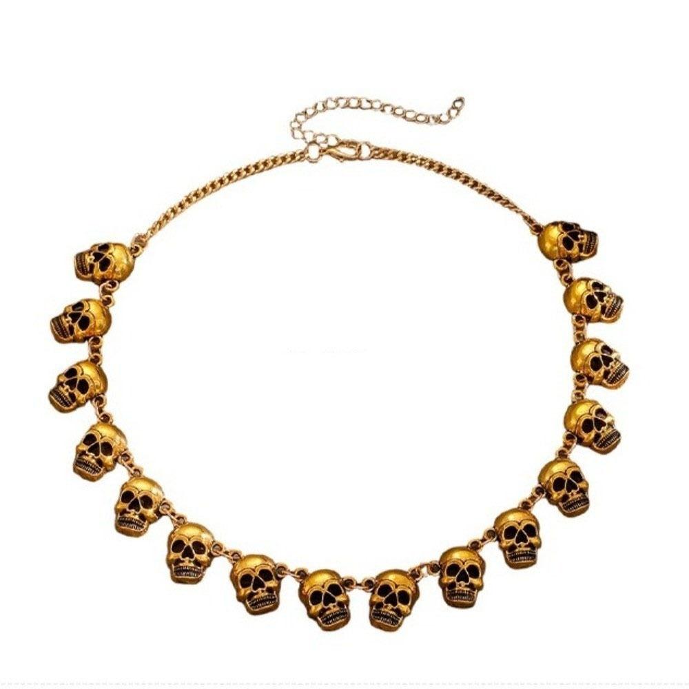 Punk-Stil Schlüsselbein-Kette Gotisches Perlenarmband Persönlichkeit Totenkopf-Halskette Party