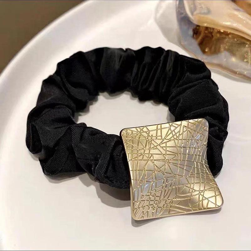 Korean Style Pleated Hair Tie: Irregular Metal Ring, Cold Aesthetic, High Ponytail Accessory