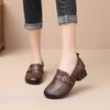 Deep mouth small leather shoes round head thick heel soft sole single shoes first layer cowhide versatile women's shoes