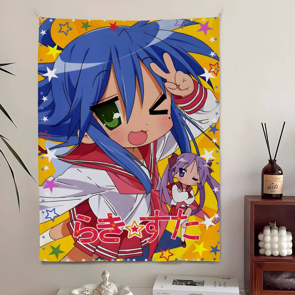 

Comptiq 2007 Lucky Star Fatestay night Magazine Cover Wall Tapestry Nostalgic Room Decor for Classic Otaku Visual Novel Fan 74x94cm(29x37in)