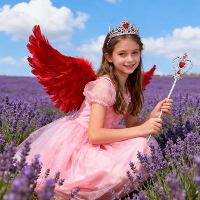 Angel Wing for Girls Women Feather Wings with Crown And Wand Fairy