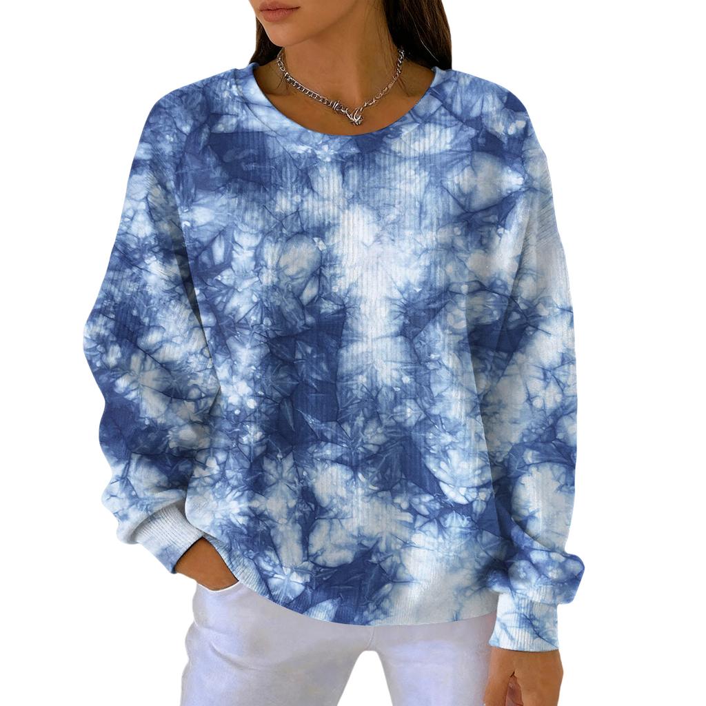 Mote for kvinner, avslappet genser med gradient tie-dye-trykk, sports-langermet topp
