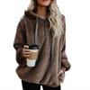 Damen Plus Size Flauschiges Kapuzensweatshirt Winter Einfarbig 1/4 Reißverschluss Kapuzenpullover