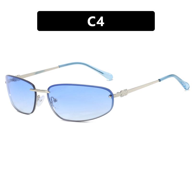 Ovale rammeløse Y2K luksussolbriller merkedesign high-end styling punk-solbriller utendørs retro personlighetssolbriller kvinner