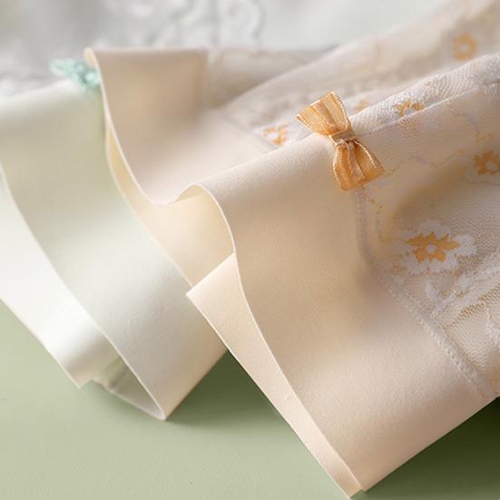 Women's High Waisted Underwear Ladies Sexy Lace Ice Silk Panties Full Coverage Breathable Soft Stretch Briefs