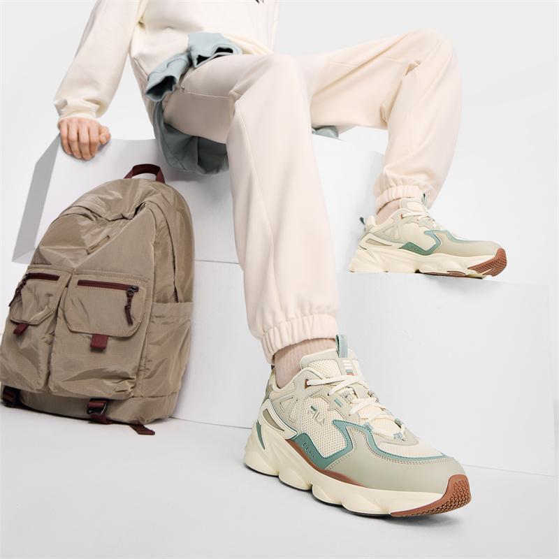 FILA Versatile Trendy Thick Sole Height Increasing Low Top Casual Shoes Men sneaker Off-White Pelican-Brown F12M422111FAP