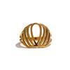 Yhpup Stylish Unique Metal Hollow Geometric Golden Crown Ring Water Resistant Stainless Steel Simple Jewelry 18K PVD Plated