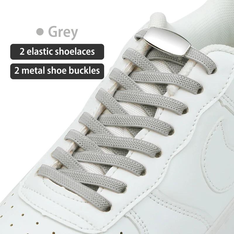 Nieuwe Elastische Schoenveters Zonder Strikken Geweven Platte Schoenveters Voor Kinderen en Volwassen Sneakers Schoenveters Snel Lui Metalen Sluiting Schoenveters