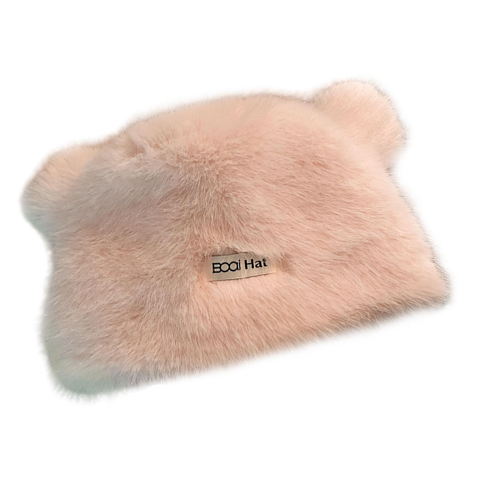 

Шапка с узором медведя, взрослая мягкая плюшевая шапка, утепленная женская шапка, универсальная стильная шапка для катания на лыжах, альпинизма розовый