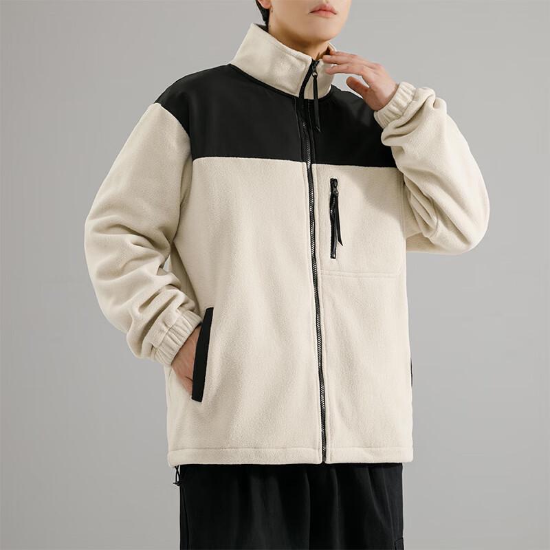 Huili Autumn/Winter American Style Color-Block Fleece Jacket
