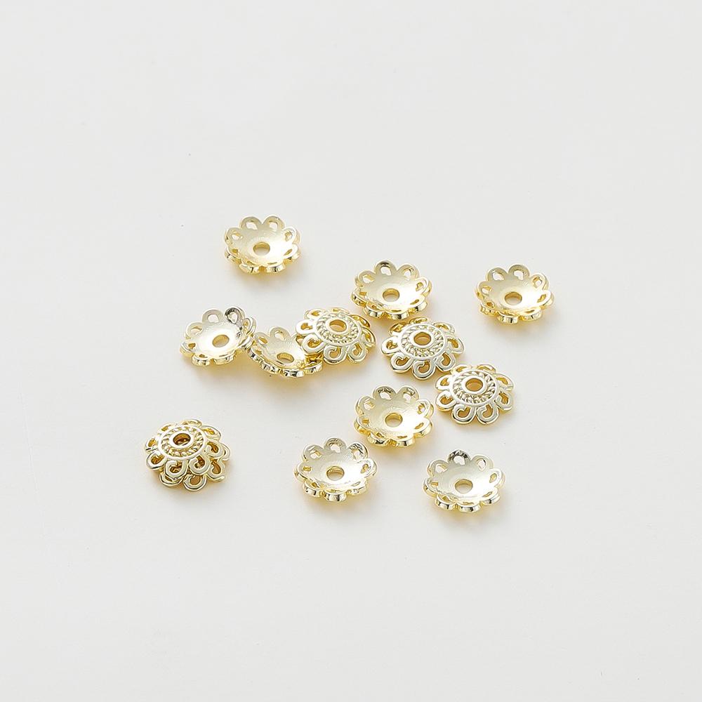 20pcs/lot 14K 18K Gold Color Tibetan Flower Beads Caps Tassel Loose Spacer Tray Beads For DIY Jewelry Making Accessories