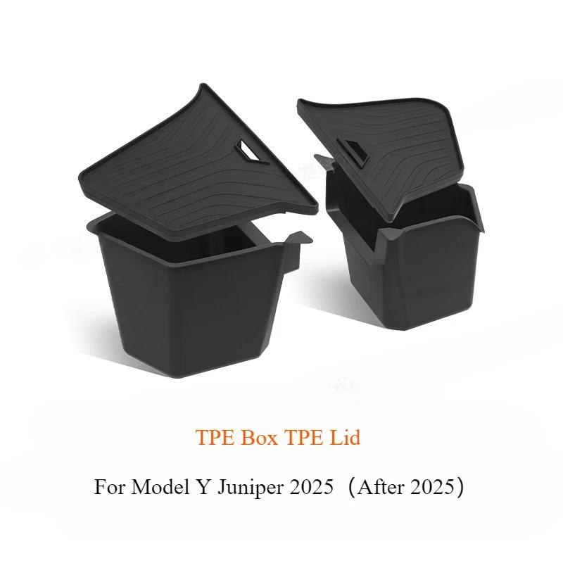 For Tesla Model Y Juniper 2025 Rear Trunk Side Storage Box Cargo Organizer TPE Bin Box Flocking Mat Partition Board Accessories