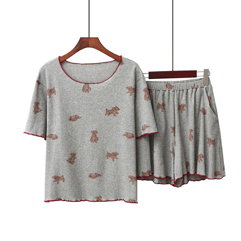 

Japanese new cartoon cute lazy wind pajamas women s summer short-sleeved pit strip cotton loose casual student loungewear One size (recommended 40-70kg)