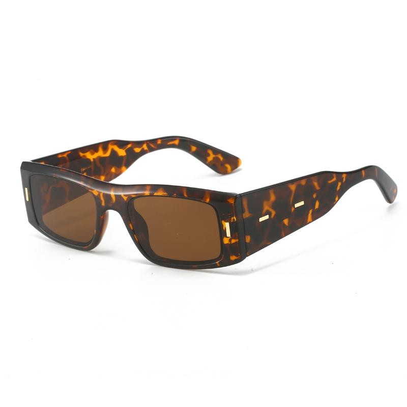 Vintage Square Sunglasses Women Men UV400 Protection Fashion Leopard Orange Punk Wide Legs Sun Glasses Trending