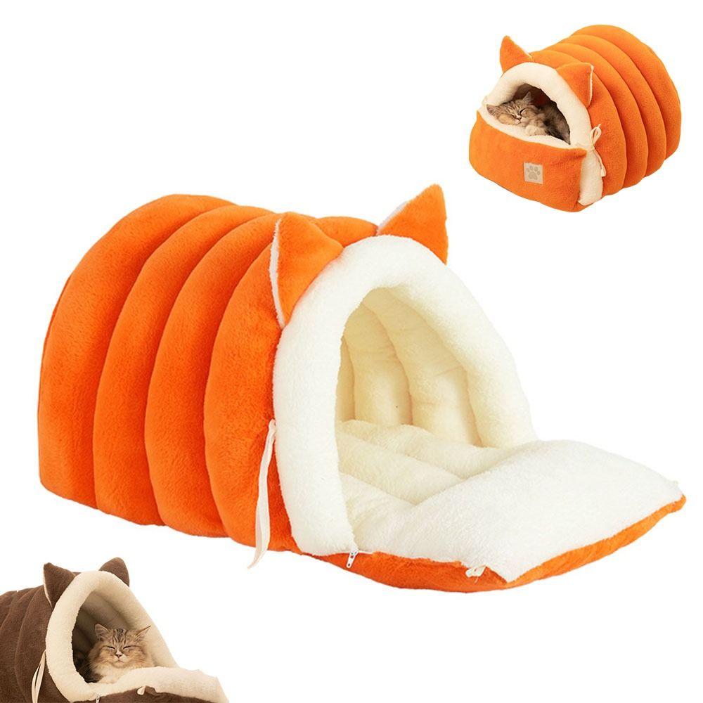 Soft Semi Enclosed Cat Bed Warm Windproof Removable Pet Nest Washable with Cat Ears Pet Sleeping Bed Pet