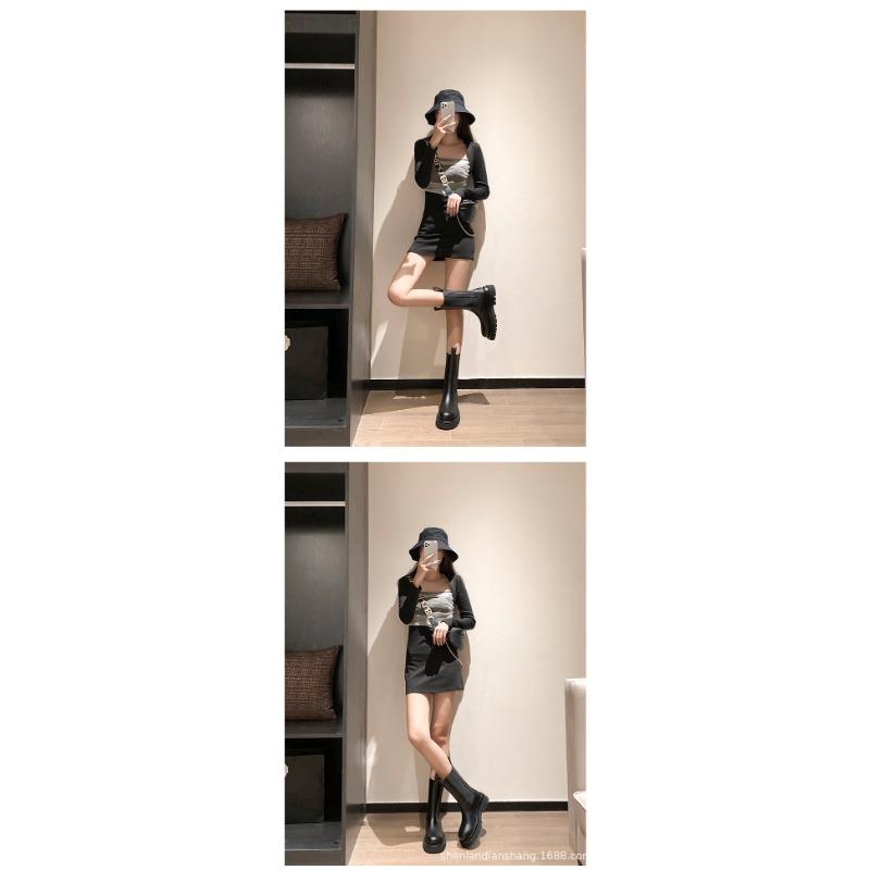 Martensky pro ženy v britském stylu se silnou podrážkou a zvýšenou výškou uvnitř malé postavy