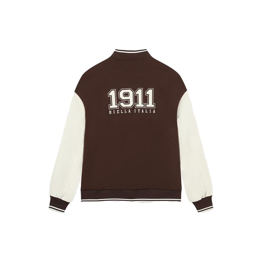 FILA Printed Letter Single Button Spliced Loose Long Sleeve Baseball Jacket Unisex jackets Liver-Red F11U339701FDK