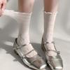 Hot Selling Lolita Sweet White Pile Mesh Hollowed Out Thin Nylon Silk Flower Lace Custom Design Socks Women