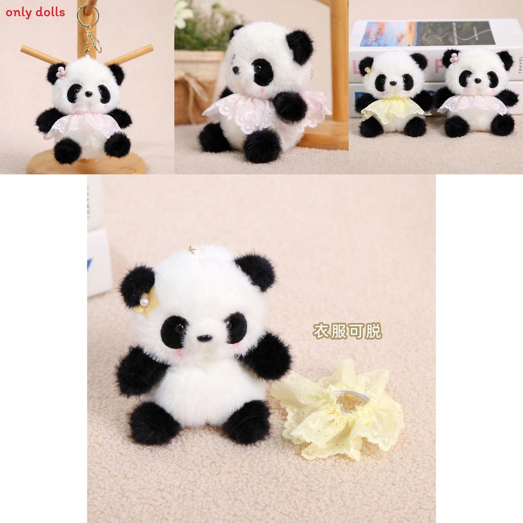 Cute Panda Fairy Plush Doll Keyring With Dresses And Floral Decor For Bag Decor