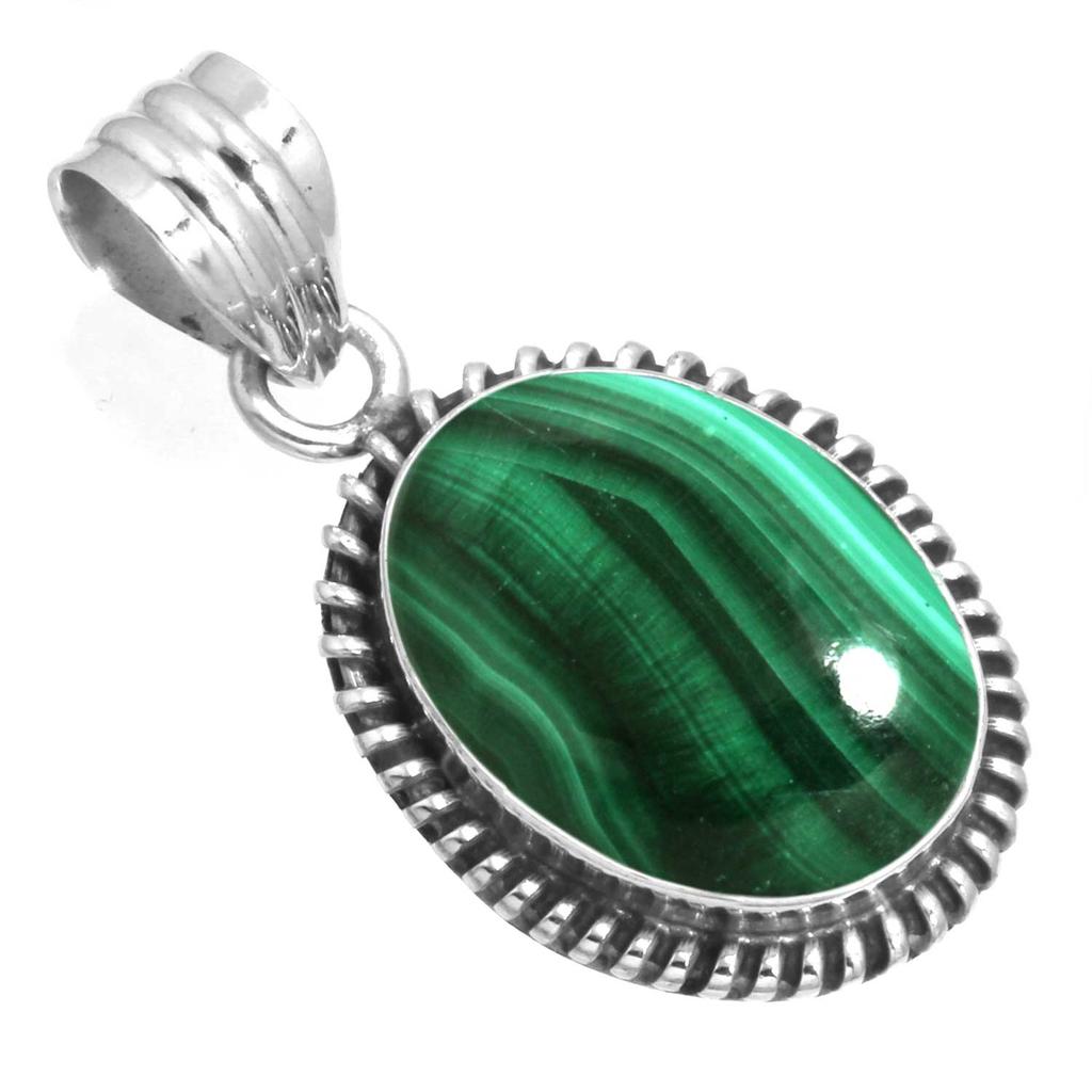 925 Sterling Silver Pendant Women Gemstone Handmade Jewelry Birthday Gift Malachite Moonstone Rose Quartz Red Stone Smoky Topaz Tiger Eye Statement