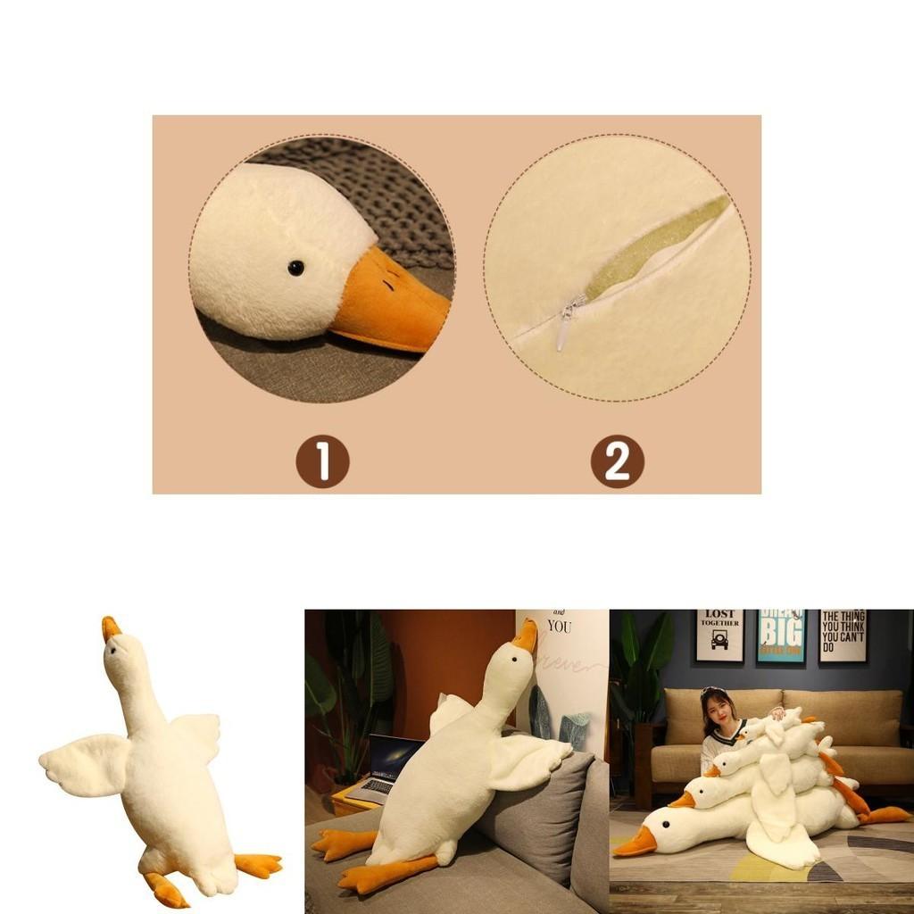 Huge 19.7/35.4/51.2in White Goose Plush Sleeping Toy Cushion For Kids