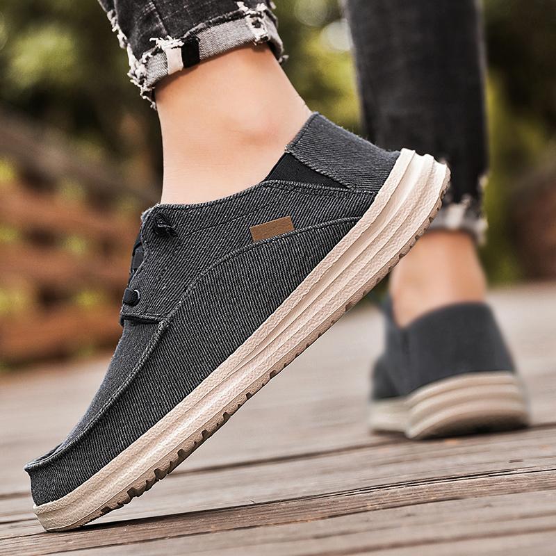 Men’s Outdoor Canvas Shoes Sneakers Driving Shoes Casual Khaki Wide Head Shoes for Farther Plus Size